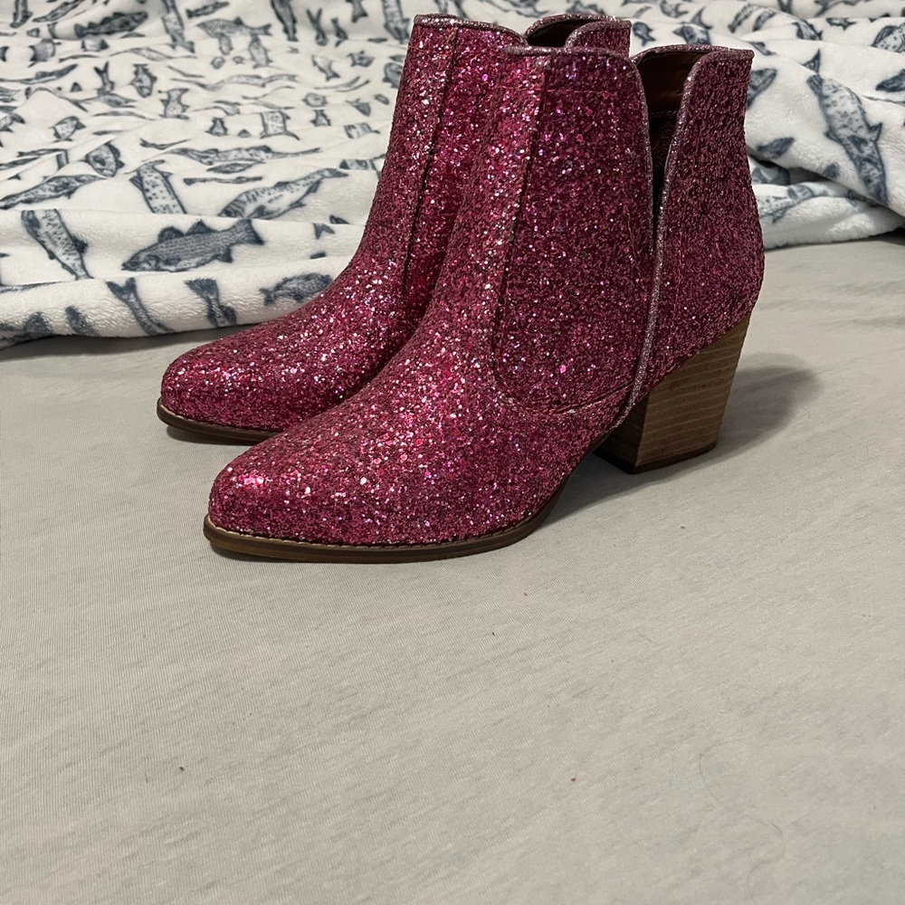 Glittery Pink Ankle Boots